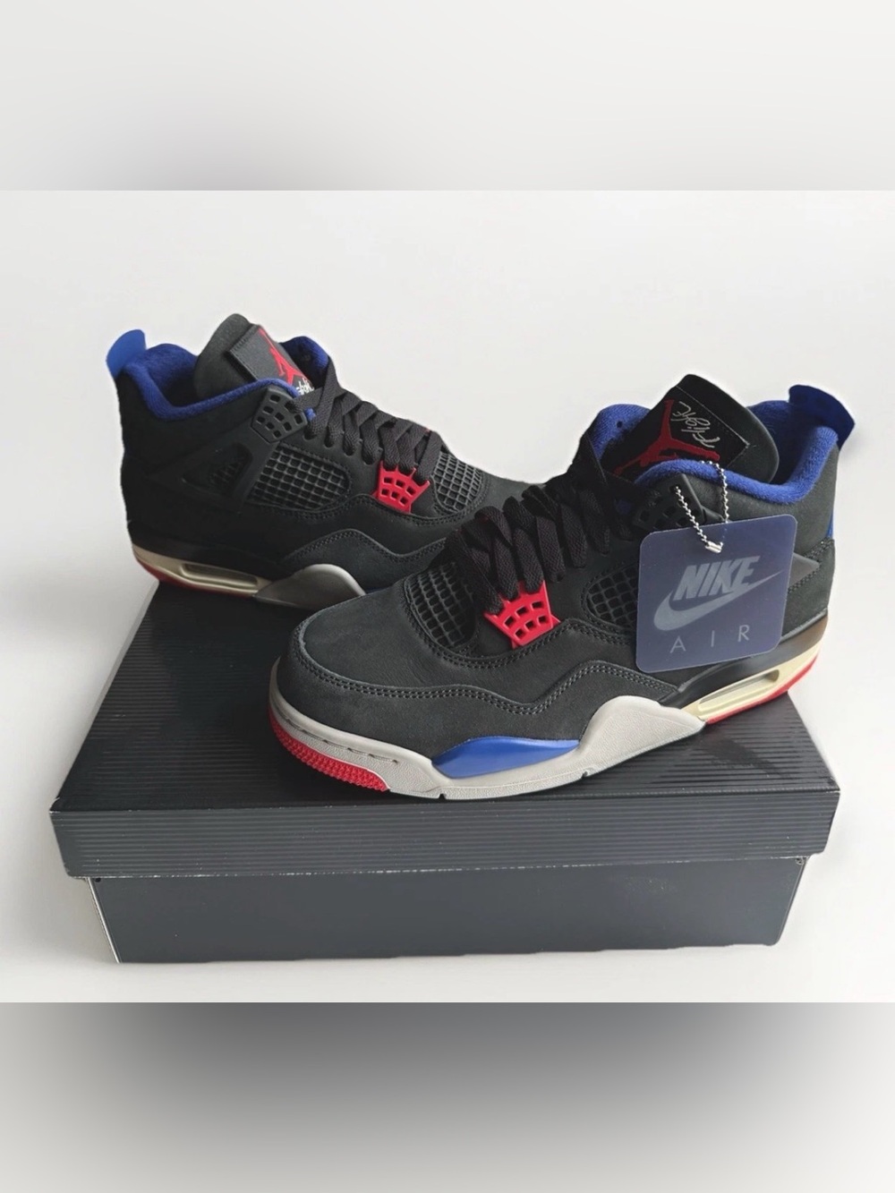 Nike Air Jordan 4 Retro Rare Air Size 8 FV5029-003 Black Royal Blue Red New Box